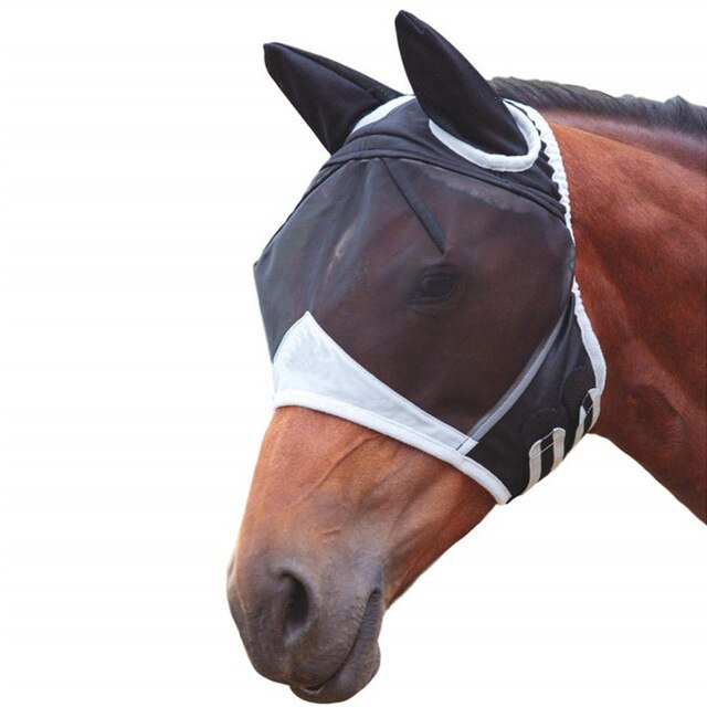 Anti Mosquito Pet Ear Anti-UV Half Face Horse Mask Summer Supplies Protective Cover Mesh Fly Ergonomics Insects Eye Shield