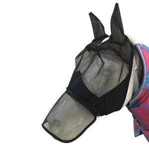 Horse Mask Full Face Mesh Anti-UV Anti Fly Mask With Ears Accessories Horse Riding Breathable Meshed Protector Horse Ear Cover 2