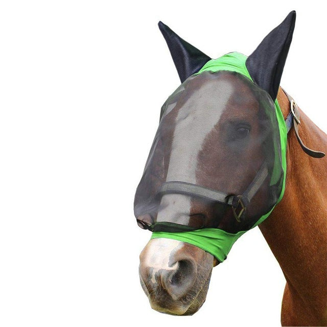 Horse Mask Full Face Mesh Anti-UV Anti Fly Mask With Ears Accessories Horse Riding Breathable Meshed Protector Horse Ear Cover 2