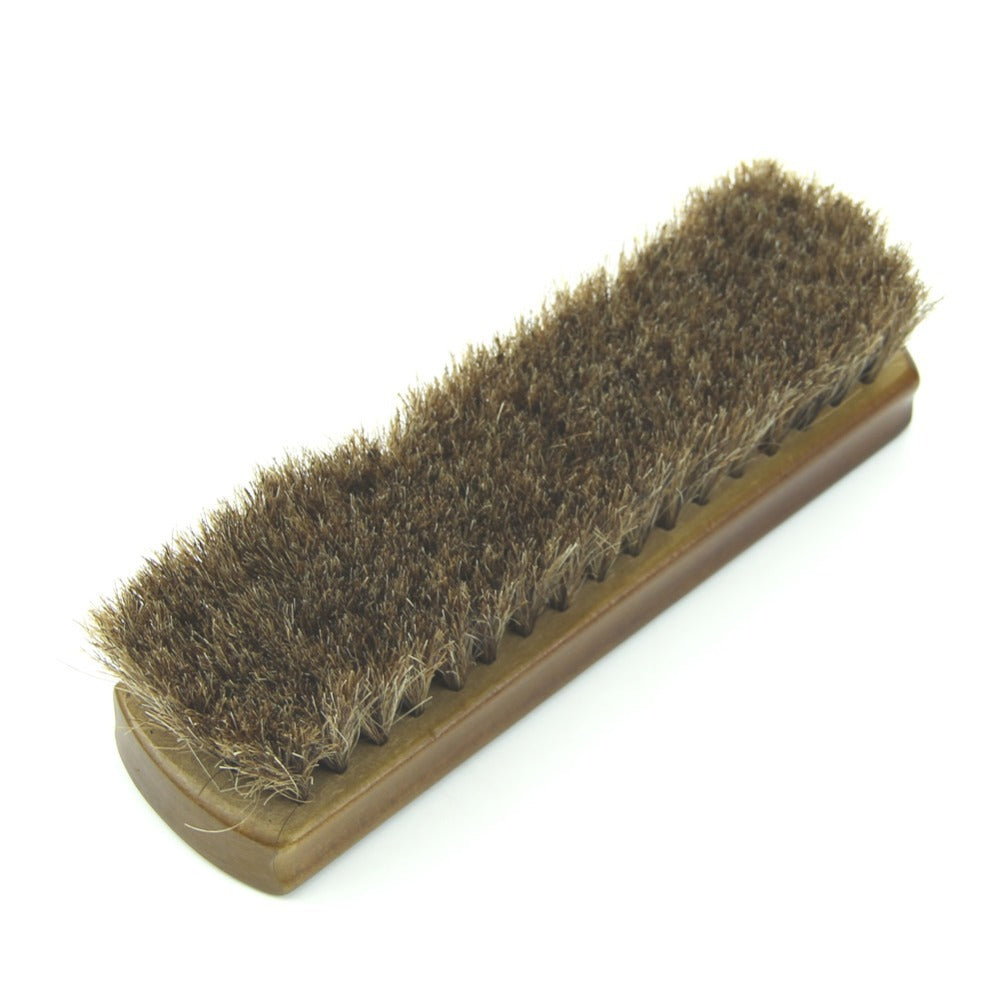 New 1PC Shoe Polish Buffing Brush Wood Horse Hair Bristles Boot Care Clean Wax 7"x2"