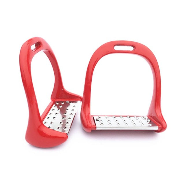 Aluminum Horse Stirrups Red Stirrup With Stainless Steel Pad Horse Riding Equestrain